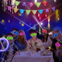 208PCS Glow in the Dark Party Supplies Light Up Birthday Party Favors LED Accessories Toys for Kids Adults 10 LED Glasses 100...