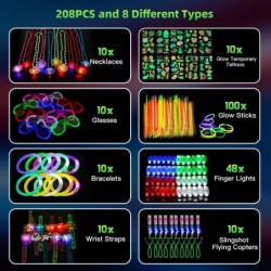 208PCS Glow in the Dark Party Supplies Light Up Birthday Party Favors LED Accessories Toys for Kids Adults 10 LED Glasses 100...