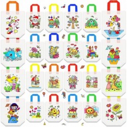 24 Styles Cute Cartoon Coloring Goodie Bags Reusable Coloring Carnival Art Party Favor Bags for Color Your Own Goodie Bags fo...