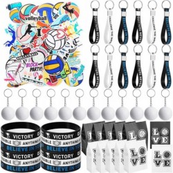 98 Pcs Volleyball Party Supplies Volleyball Party Favor Set 12 Volleyball Keychain 12 Volleyball Motivational Silicone Wristb...