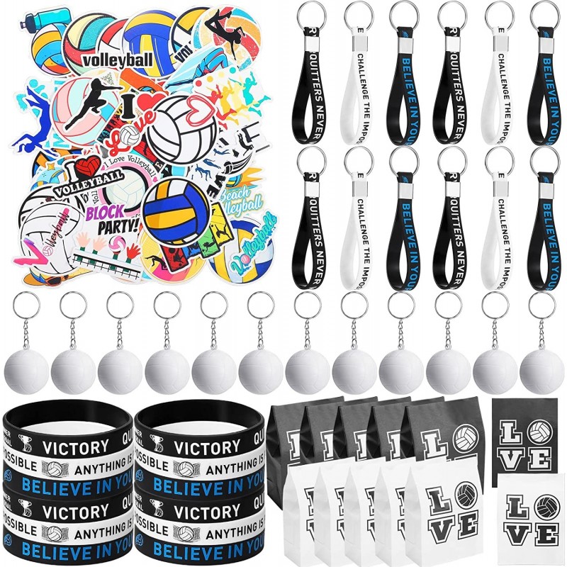 98 Pcs Volleyball Party Supplies Volleyball Party Favor Set 12 Volleyball Keychain 12 Volleyball Motivational Silicone Wristb...