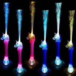 12 Pieces Light Up Unicorn Wand LED Fiber Optic Wand Flashing Unicorn Glow Sticks in The Dark Party Supplies for Kids Birthda...