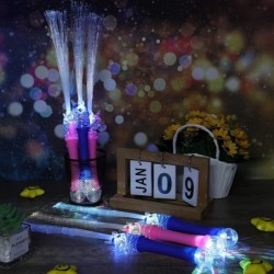 12 Pieces Light Up Unicorn Wand LED Fiber Optic Wand Flashing Unicorn Glow Sticks in The Dark Party Supplies for Kids Birthda...