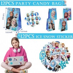 Frozen Birthday Party Favors Set - 110Pcs Gifts for kids Included Paper Treat Bags Bracelets Stickers Button Pins Party blowe...