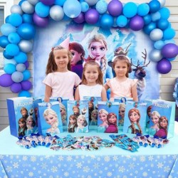 Frozen Birthday Party Favors Set - 110Pcs Gifts for kids Included Paper Treat Bags Bracelets Stickers Button Pins Party blowe...