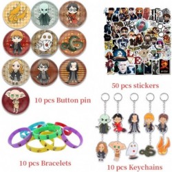 80pcs Harry Theme Birthday Party Favors Supplies Set Include 10 Button Pins 10 Key Chains 10 Silicone Bracelets 50 Stickers $...