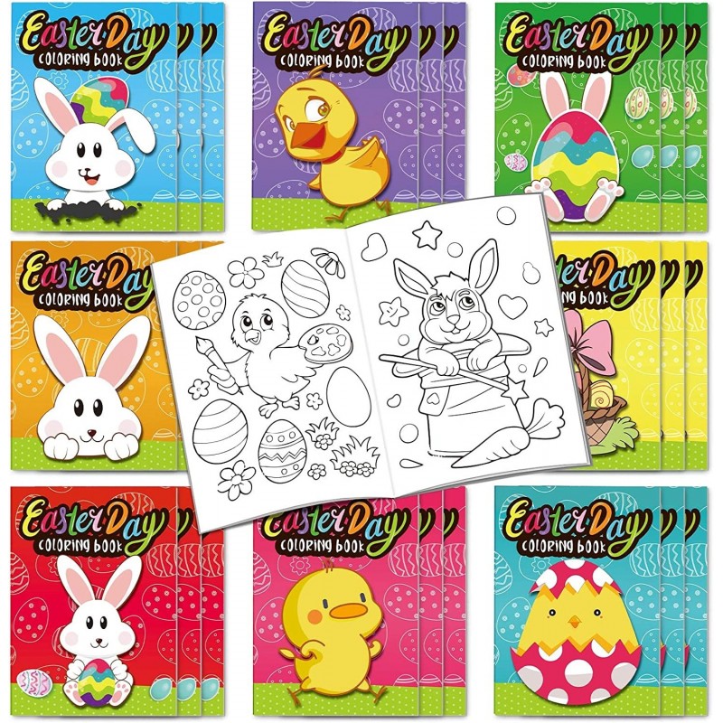 Easter Day Coloring Books Kids Indoor Activities at Home Party Favors Supplies 24 Pack $20.50 Kids' Party Favor Sets