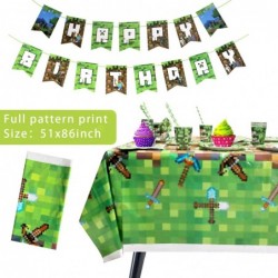 Pixel Birthday Party Supplies Decorations Favors Kit for Girls Boys Kids Pixel Game Banner Plates Napkins Cups Tablecloth Bal...