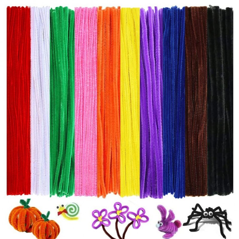 100Pcs Pipe Cleaners Craft Set 10 Colors Chenille Stem Pipe Cleaners Craft Supplies for DIY Crafts Arts Wedding Home Party Ha...