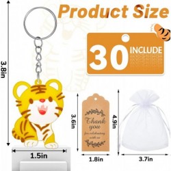 90 Pieces Cute Tiger Party Favors 30 Sets Including Tiger Keychains Thank You Kraft Tags and White Gift Bags for Jungle Zoo A...