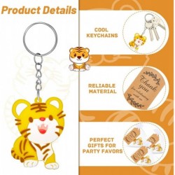 90 Pieces Cute Tiger Party Favors 30 Sets Including Tiger Keychains Thank You Kraft Tags and White Gift Bags for Jungle Zoo A...