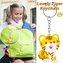 90 Pieces Cute Tiger Party Favors 30 Sets Including Tiger Keychains Thank You Kraft Tags and White Gift Bags for Jungle Zoo A...