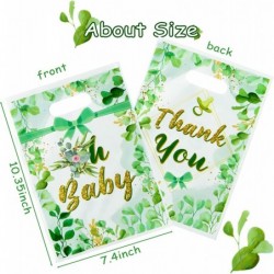 50Pcs Sage Green Baby Shower Party Favors Bags Thank You Candy Treat Bags with Handles Eucalyptus Greenery Gift Plastic Bags ...