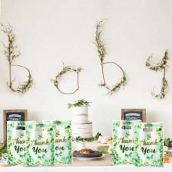 50Pcs Sage Green Baby Shower Party Favors Bags Thank You Candy Treat Bags with Handles Eucalyptus Greenery Gift Plastic Bags ...