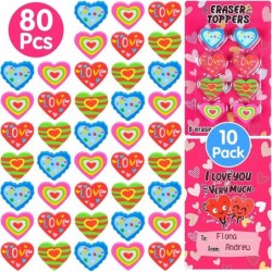 10 Pack Valentines Day Gifts Kids Valentines Day Cards Heart Mini Erasers Valentine Exchange for Classroom Prizes School Supp...