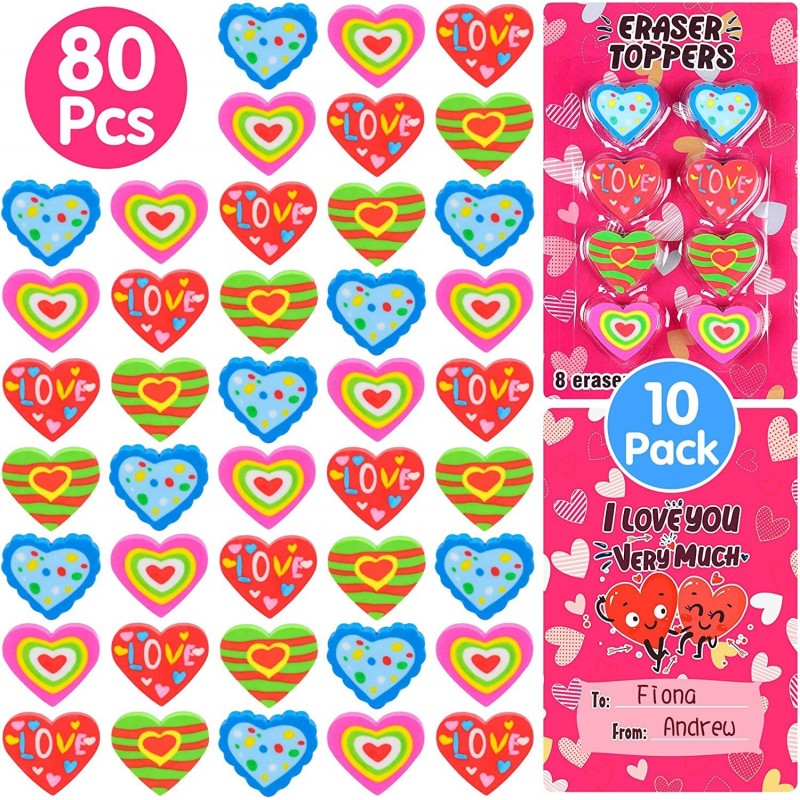 10 Pack Valentines Day Gifts Kids Valentines Day Cards Heart Mini Erasers Valentine Exchange for Classroom Prizes School Supp...