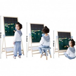 Kids Art Easel Deluxe Standing Easel Set Adjustable Art Table Magnetic Dry Erase Board&Chalkboard Double Sided Stand 360°Rota...