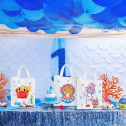 24 Pcs Under the Sea Party Goodie Bags Marine Sea Life Animals Party Favors Marine Themed Party Treat Bags Non Woven for Baby...