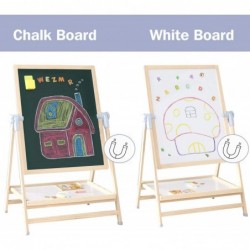 Kids Art Easel Deluxe Standing Easel Set Adjustable Art Table Magnetic Dry Erase Board&Chalkboard Double Sided Stand 360°Rota...