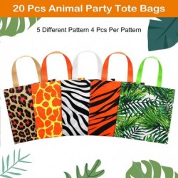 20 Pieces Animal Print Party Bags Zoo Wildlife Treat Goodie Bags Safari Jungle Non-Woven Tote with Tiger Zebra Giraffe Leopar...