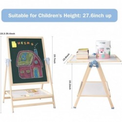 Kids Art Easel Deluxe Standing Easel Set Adjustable Art Table Magnetic Dry Erase Board&Chalkboard Double Sided Stand 360°Rota...