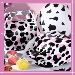 Pink Cow Farm Animal Party Favor Treat Boxes Cow Print Paper Gift Box Cow Party Favor Box Cow Birthday Goodie Box for Girls P...