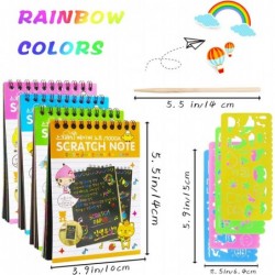 24 Pack Scratch Note Pads for Kids Scratch Arts and Crafts Notebooks Rainbow Scratch Paper with 4 Drawing Stencil and 29 Wood...