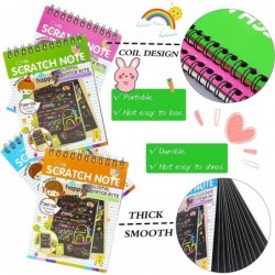 24 Pack Scratch Note Pads for Kids Scratch Arts and Crafts Notebooks Rainbow Scratch Paper with 4 Drawing Stencil and 29 Wood...