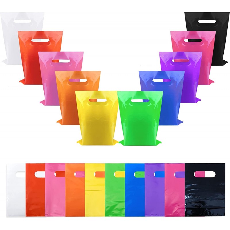 80PCS Color Plastic Party Favor Bags Colorful Plastic Goody Bags for Birthday Parties Carnival Halloween Christmas Wedding Ba...