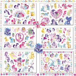 6 Sheets Cute Temporary Tattoos for Kids MLP Birthday Party Supplies Favors Cartoon Fake Tattoos Stickers MLP Party Decoratio...