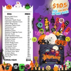 120PCS Halloween Party Favors for Kids and Adults Halloween Party Supplies Trick or Treat Bucket Toy Halloween Party Decorati...