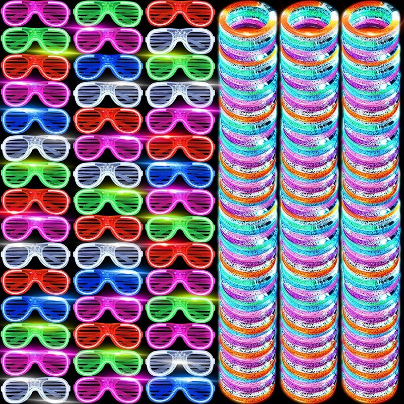 Flashing Party Supplies Light up Glasses110 Pieces Glow Sunglasses Flashing Glow in the Dark Bracelets for Kids Adult Rave Ca...