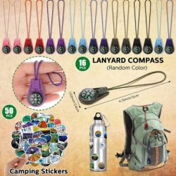 130 Pcs Camping Party Favors Kids Camping Birthday Decor with Silicone Bracelets Mini Compass Mini Flashlight Keychains Stick...