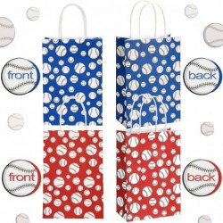 18 Pieces Baseball Party Bags Baseball Party Favor Bags with Handles Baseball Treat Candy Gift Bag Red and Blue Sport Theme G...