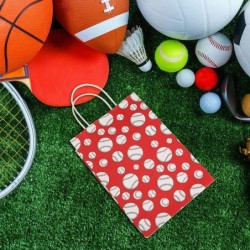 18 Pieces Baseball Party Bags Baseball Party Favor Bags with Handles Baseball Treat Candy Gift Bag Red and Blue Sport Theme G...