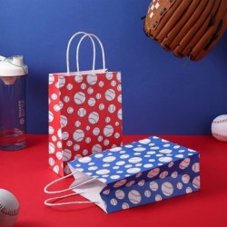 18 Pieces Baseball Party Bags Baseball Party Favor Bags with Handles Baseball Treat Candy Gift Bag Red and Blue Sport Theme G...