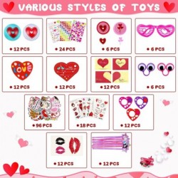 240 Pack Valentine's Day Gift Prizes for Kids Classroom Valentines Party Favors Set for School Gift Exchange Cards Heart Glas...