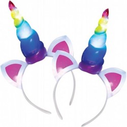 Light Up Rainbow Unicorn Headbands for Girls Set of 2 Birthday Girl Headband with Flashing Horn Unicorn Party Supplies and De...