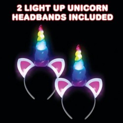 Light Up Rainbow Unicorn Headbands for Girls Set of 2 Birthday Girl Headband with Flashing Horn Unicorn Party Supplies and De...