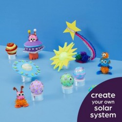 Highlights Space Craft Kit for Kids Create a Light Up Solar System 120+ Piece Mega Maker Kit Includes Reusable Space Carrying...