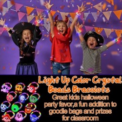 12 Pack Halloween LED Beaded Bracelets Halloween Gifts Toys Party Favors for Kids 12 Styles Halloween Trick or Treat Goodies ...