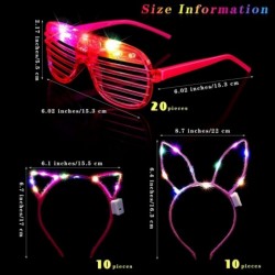 60 Pieces LED Light Up Toy Party Favors Glow in the Dark Party Supplies Includes LED Shutter Shades Glasses LED Cat Rabbit Ea...