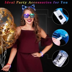 60 Pieces LED Light Up Toy Party Favors Glow in the Dark Party Supplies Includes LED Shutter Shades Glasses LED Cat Rabbit Ea...