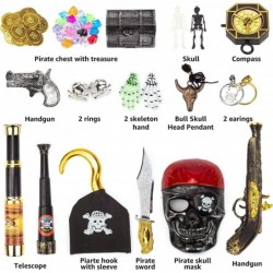 Kids Pirate Pretend Toys Set Pirate Treasure Party Favors Set Pirate Accessories with Skull Mask Treasure Chest Pirate Coins ...