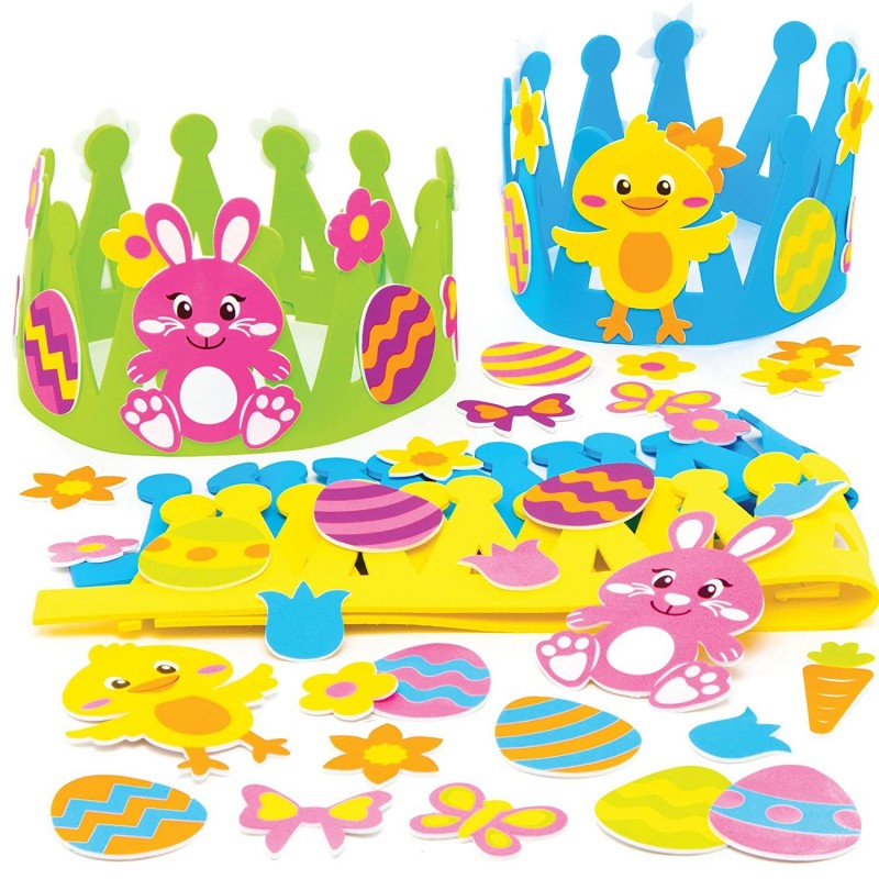 AT514 Easter Crown Kits - Pack of 3 Foam Craft Activities for Kids to Assemble Decorate and Display Great as a Gift for Creat...