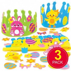 AT514 Easter Crown Kits - Pack of 3 Foam Craft Activities for Kids to Assemble Decorate and Display Great as a Gift for Creat...