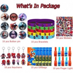 Superhero Spider Birthday Party Favors Supplies Set Include 10 Button Pins 10 Key Chains 10 Silicone Bracelets 50 Stickers $3...