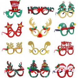 12 Pack Christmas Glasses Sets Creative Funny Eyeglasses Frame Christmas Costume Glasses Glitter Design Santa Party Glasses A...