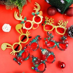 12 Pack Christmas Glasses Sets Creative Funny Eyeglasses Frame Christmas Costume Glasses Glitter Design Santa Party Glasses A...