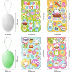 50 Pcs Easter Eggs with 12 Colorful Pens 4 Sheet Easter stickers Hanging Plastic Easter Eggs with Rope Artificial DIY Easter ...